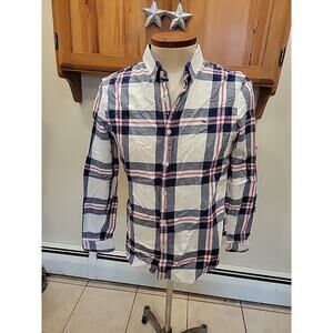 Vineyard Vines Slim Fit Whale Shirt Men's Blue Plaid Button Down Cotton Size M